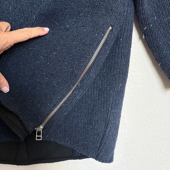 Aritzia Wilfred Italian Yarn Wool Blend Sweater NavyZip Back Med Dark Academia - Picture 4 of 9